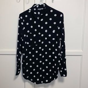 JoliRonde XS Black White Polka Dot Button Up Shirt